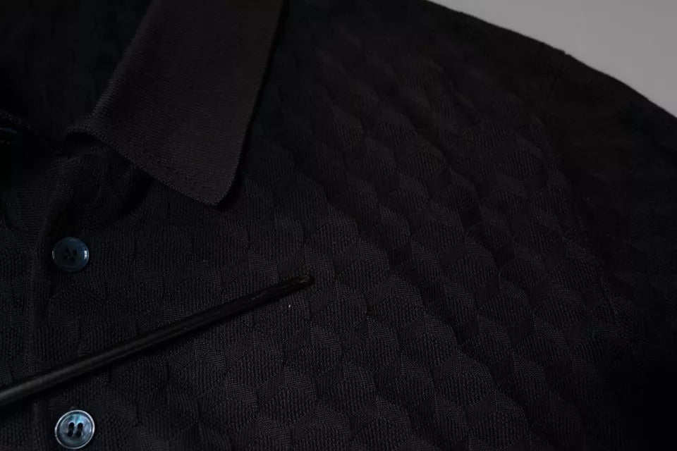 Dolce &amp; Gabbana Mehrfarbiges Seiden-T-Shirt mit Button-Down-Kragen