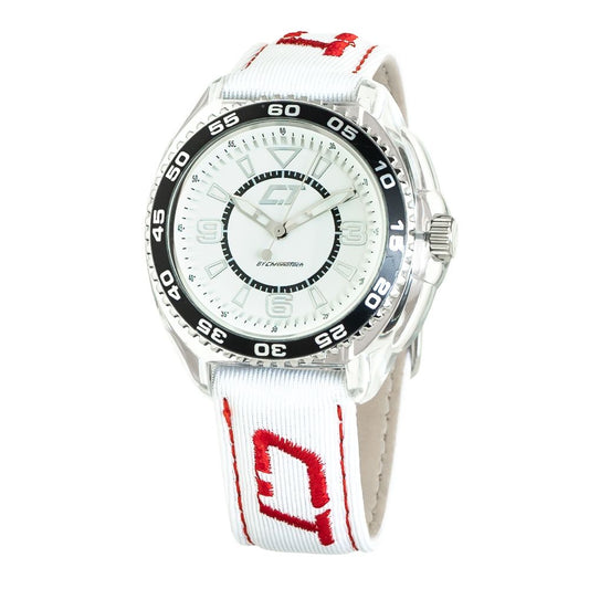 Chronotech-Uhr mit weißem Lederarmband