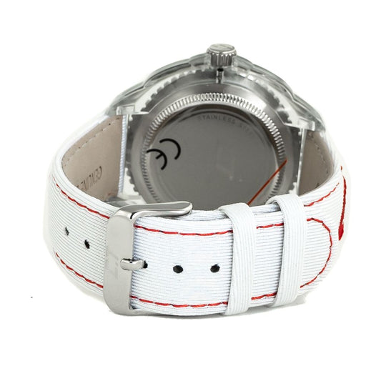 Chronotech-Uhr mit weißem Lederarmband