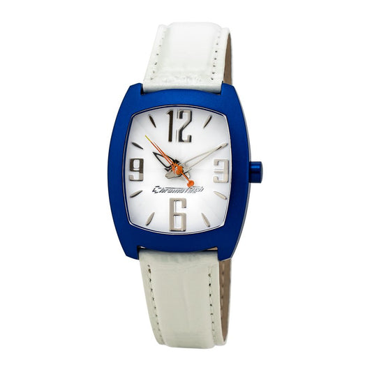 Chronotech-Uhr mit weißem Lederarmband