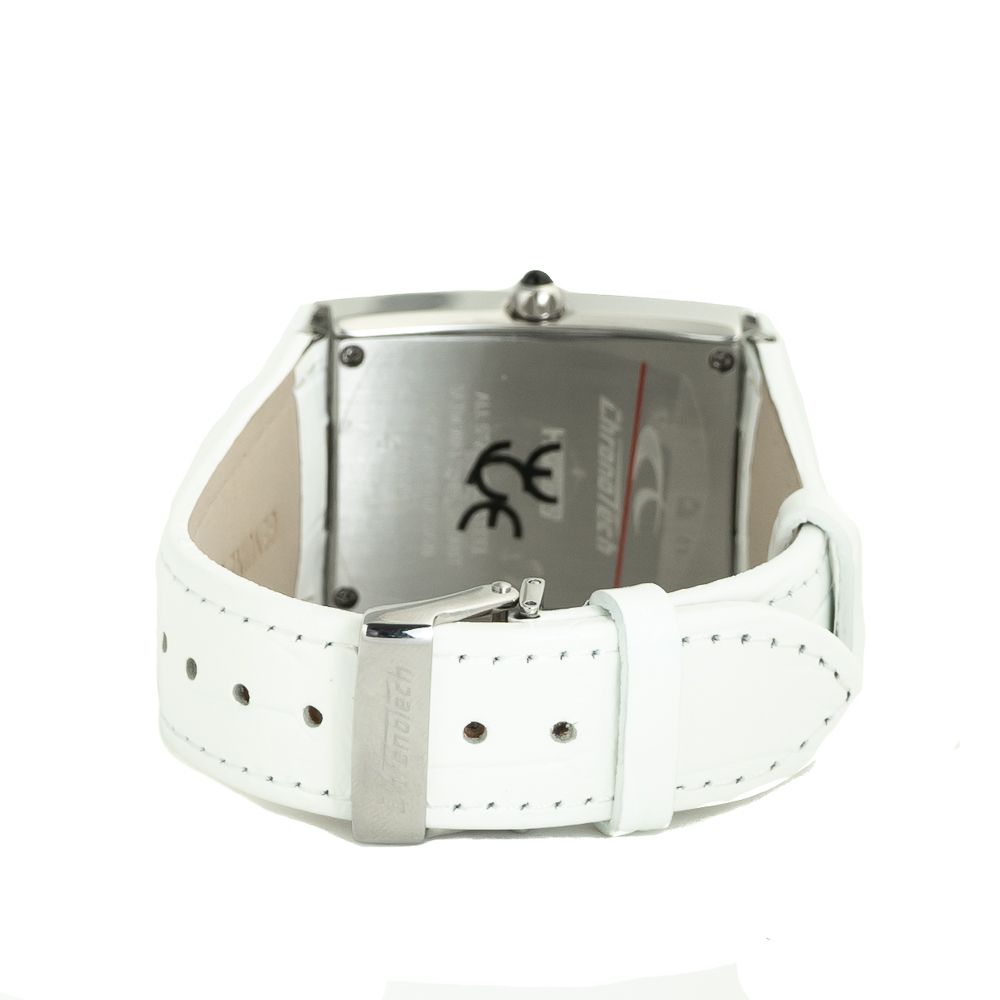 Chronotech-Uhr mit weißem Lederarmband