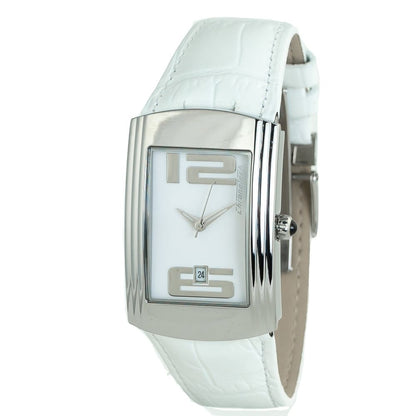 Chronotech-Uhr mit weißem Lederarmband