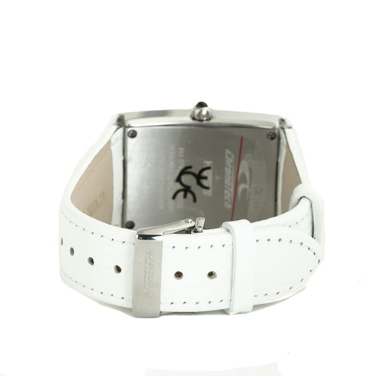 Chronotech-Uhr mit weißem Lederarmband
