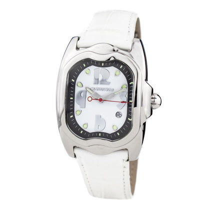 Chronotech-Uhr mit weißem Lederarmband