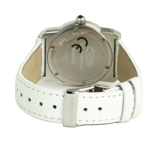 Chronotech-Uhr mit weißem Lederarmband