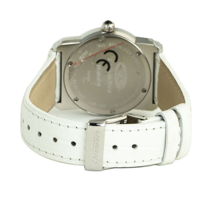 Chronotech-Uhr mit weißem Lederarmband