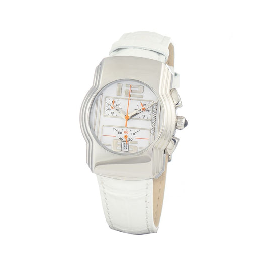 Chronotech-Uhr mit weißem Lederarmband