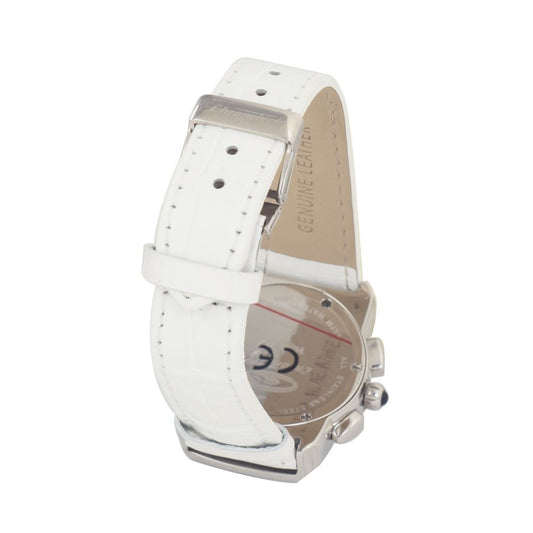 Chronotech-Uhr mit weißem Lederarmband