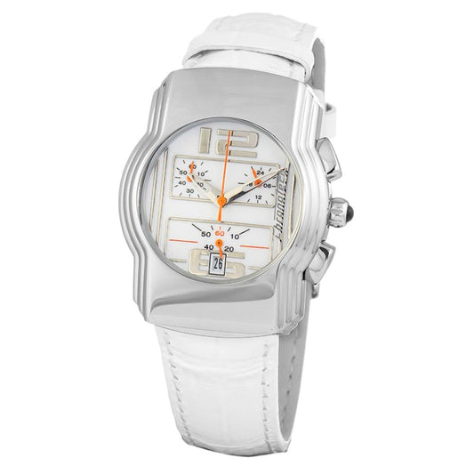 Chronotech-Uhr mit weißem Lederarmband