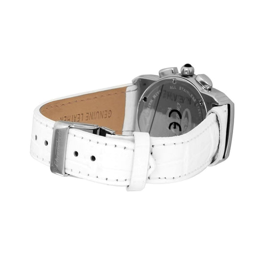Chronotech-Uhr mit weißem Lederarmband
