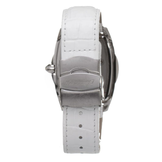 Chronotech-Uhr mit weißem Lederarmband