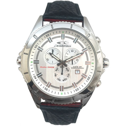 Chronotech Black Leather Dress Watch