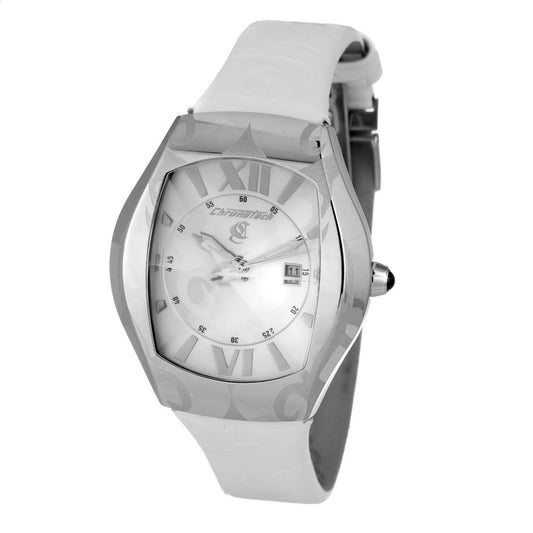 Chronotech-Uhr mit weißem Lederarmband