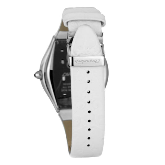 Chronotech-Uhr mit weißem Lederarmband