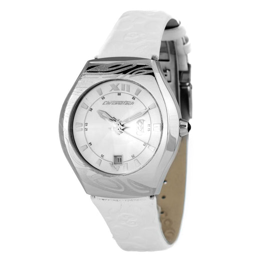 Chronotech-Uhr mit weißem Lederarmband