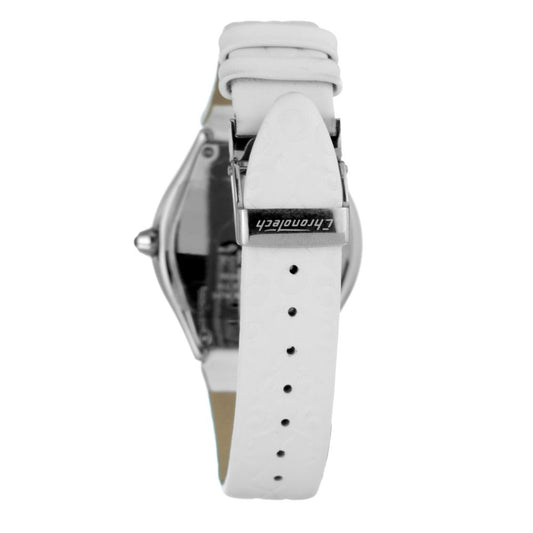 Chronotech-Uhr mit weißem Lederarmband