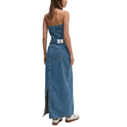 Calvin Klein Jeans Blaues Baumwoll-Maxikleid