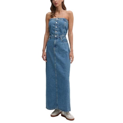 Calvin Klein Jeans Blaues Baumwoll-Maxikleid