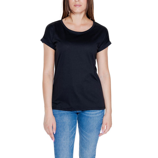 Vila Clothes – Schwarzes Baumwoll-T-Shirt