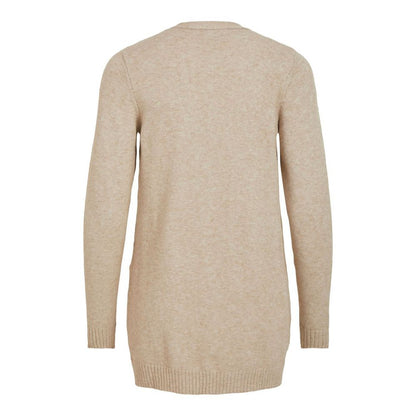 Vila Clothes – Beigefarbene Strickjacke aus Viskose