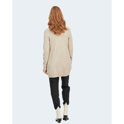 Vila Clothes – Beigefarbene Strickjacke aus Viskose