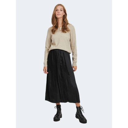 Vila Clothes – Beigefarbener Viskosepullover