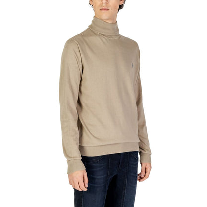 US POLO ASSN. Beigefarbener Rollkragenpullover aus Baumwolle