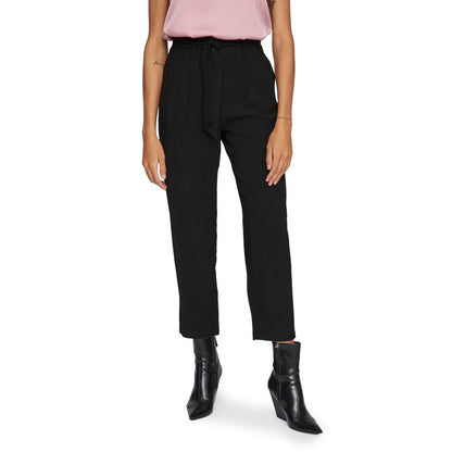 Vila Clothes – Schwarze, verkürzte Hose aus Viskose