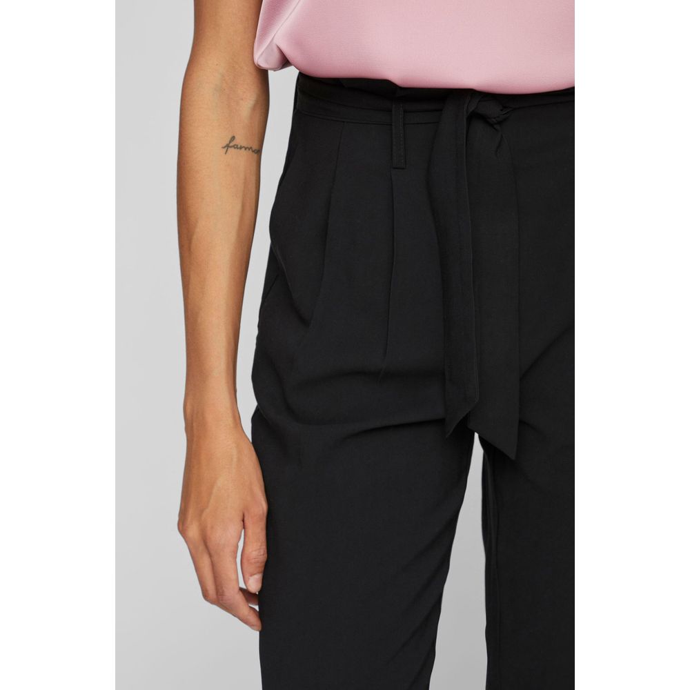 Vila Clothes – Schwarze, verkürzte Hose aus Viskose