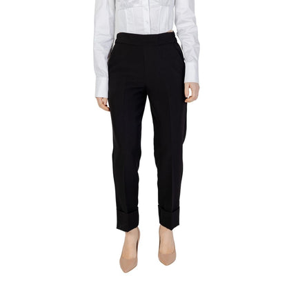 Sandro Ferrone Black Polyester Dress Pants