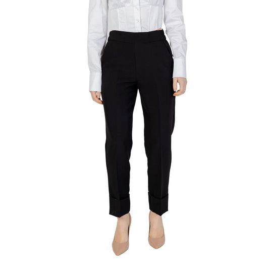 Sandro Ferrone Black Polyester Dress Pants