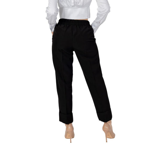 Sandro Ferrone Black Polyester Dress Pants