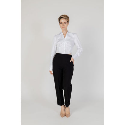 Sandro Ferrone Black Polyester Dress Pants