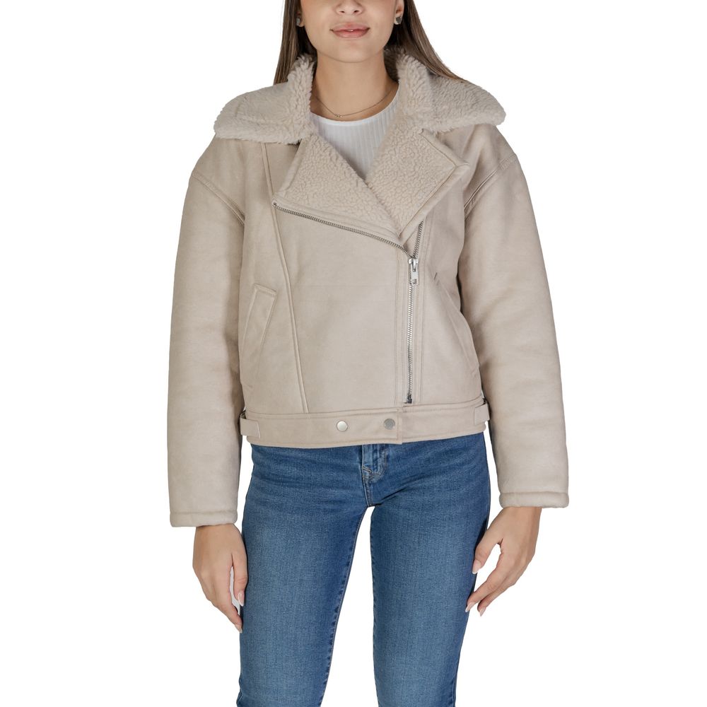Vila Clothes Beige Kunstlederjacken &amp; Mäntel