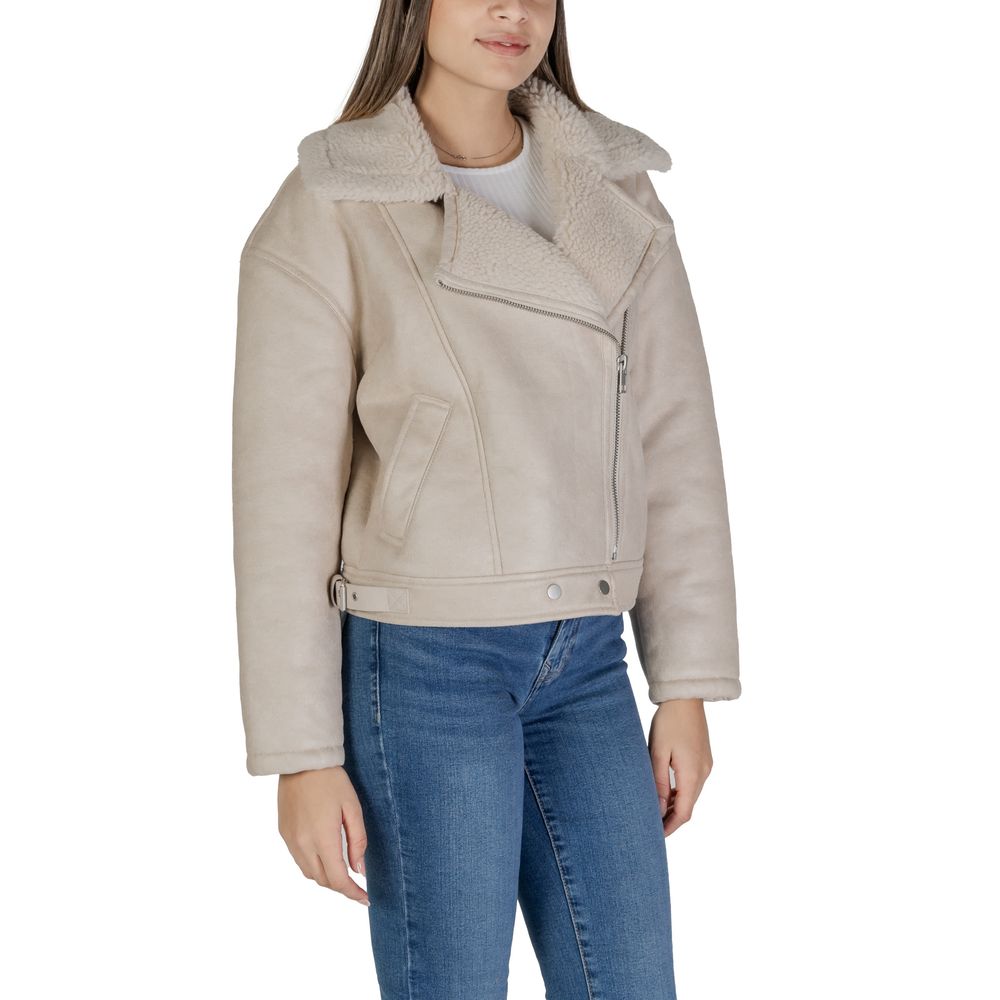 Vila Clothes Beige Kunstlederjacken &amp; Mäntel