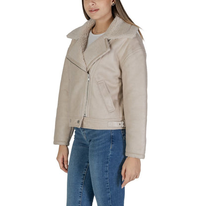 Vila Clothes Beige Kunstlederjacken &amp; Mäntel