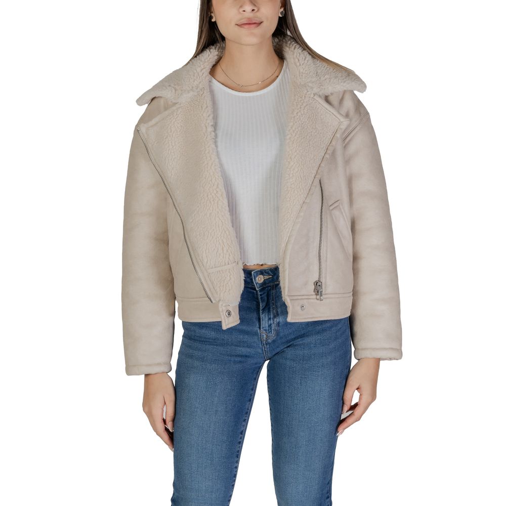Vila Clothes Beige Kunstlederjacken &amp; Mäntel