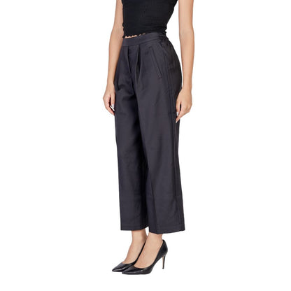 ICHI Black Polyester Casual Pants