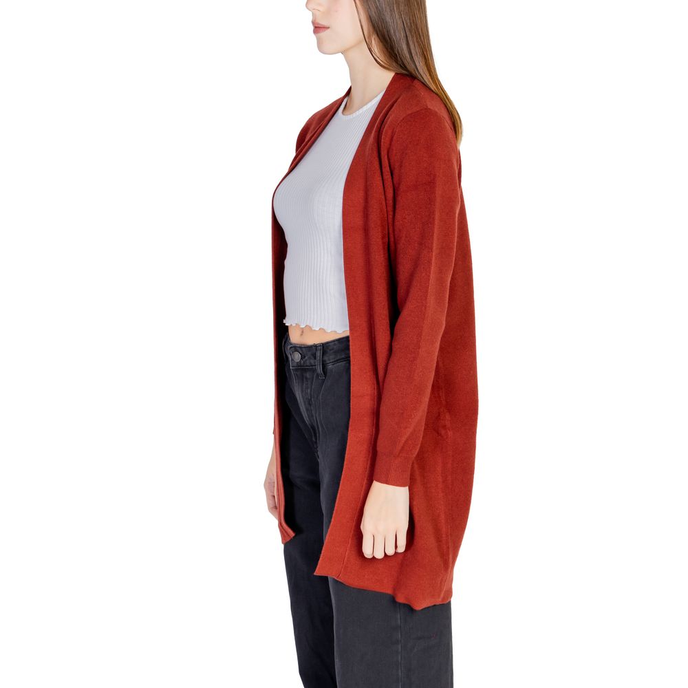 Vero Moda – Rote Viskose-Strickjacke