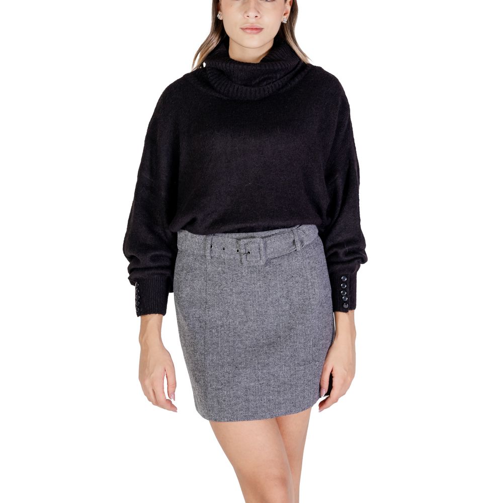 ICHI Black Marabou Turtleneck