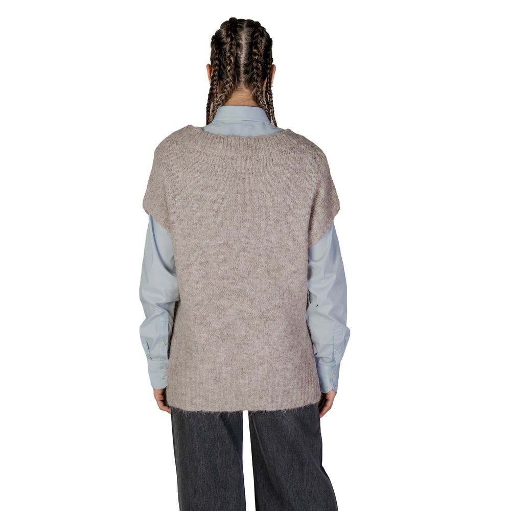 Vero Moda – Beigefarbener Pullover aus recyceltem Polyester