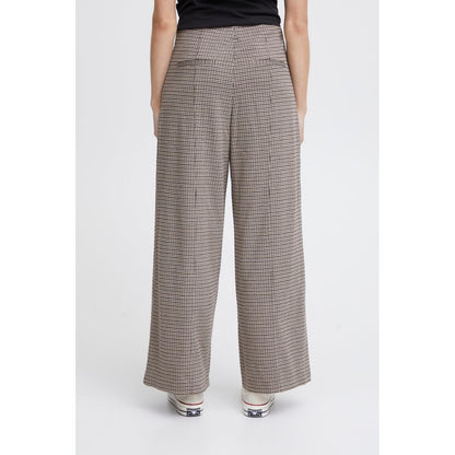 ICHI Beige Polyester Casual Pants