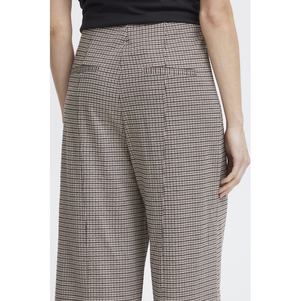 ICHI Beige Polyester Casual Pants