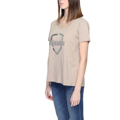 Blauer Beige Baumwoll-T-Shirt
