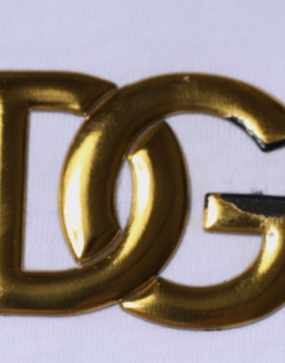 Dolce &amp; Gabbana – Weißes, kurzärmliges T-Shirt aus Baumwolle mit V-Ausschnitt und Logo