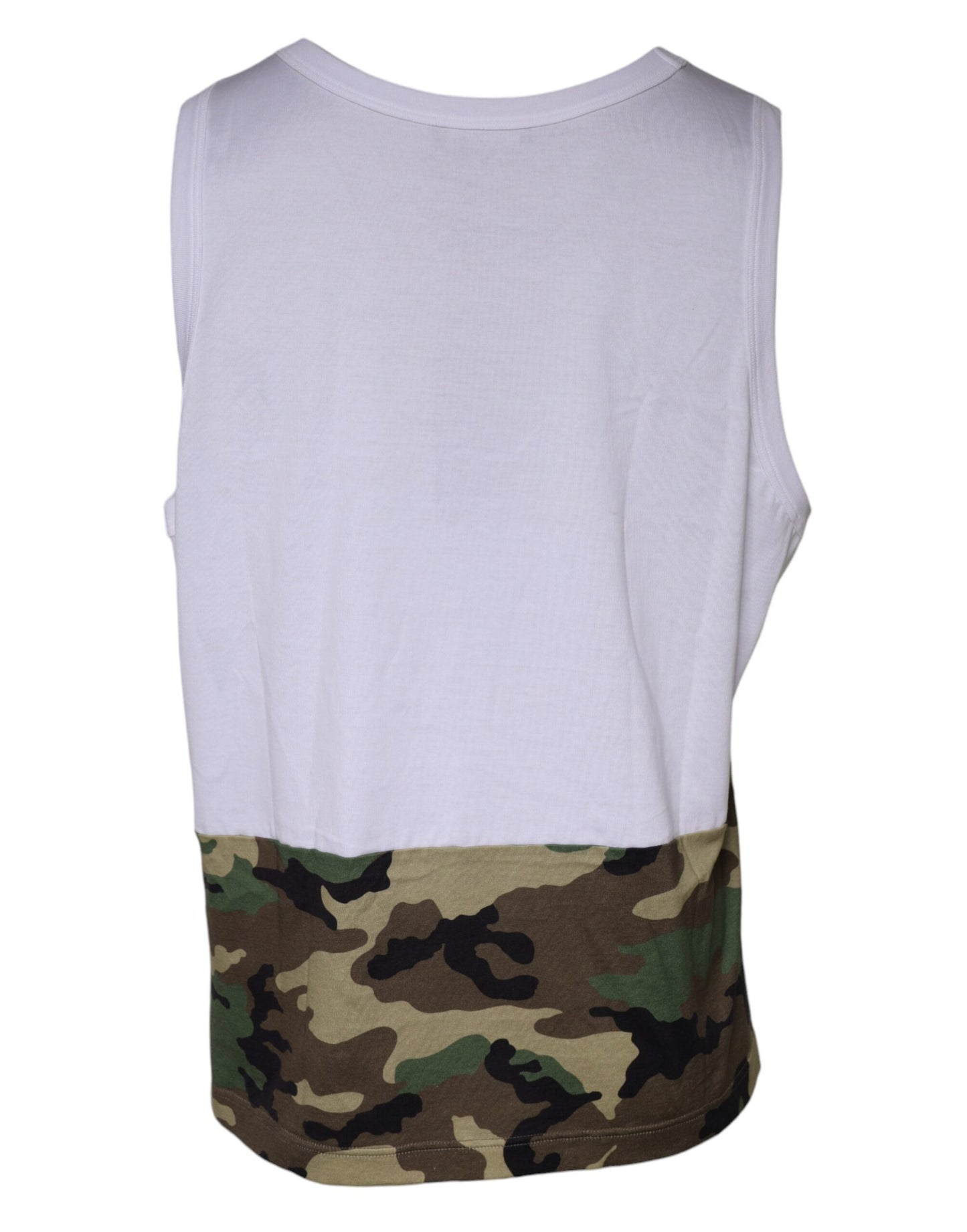 Dolce &amp; Gabbana – Weißes, ärmelloses Tanktop mit Camouflage-Muster