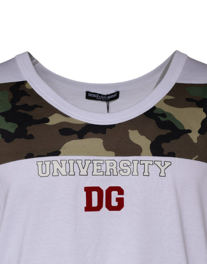 Dolce &amp; Gabbana – Weißes, ärmelloses Tanktop mit Camouflage-Muster