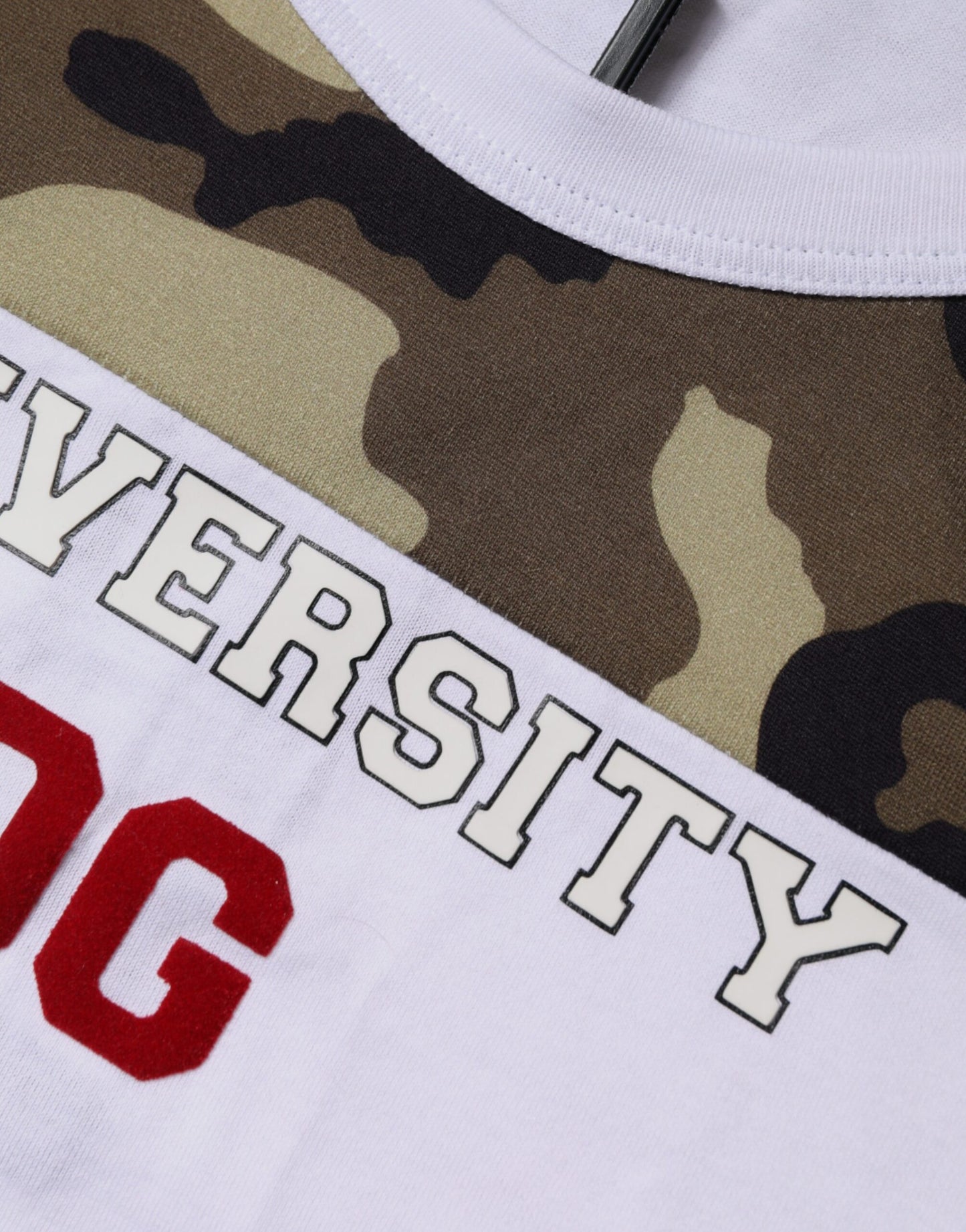 Dolce &amp; Gabbana – Weißes, ärmelloses Tanktop mit Camouflage-Muster