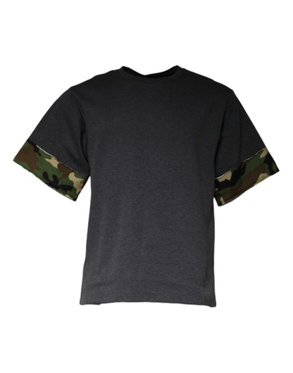 Dolce &amp; Gabbana – Dunkelgraues Camouflage-T-Shirt mit Rundhalsausschnitt