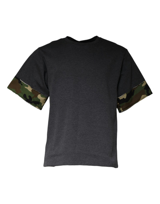 Dolce &amp; Gabbana – Dunkelgraues Camouflage-T-Shirt mit Rundhalsausschnitt